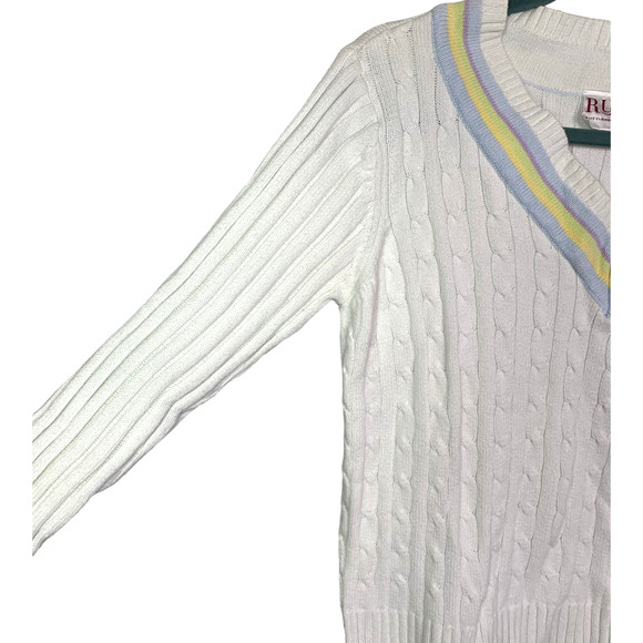 RUSS Liz Claborne Vintage V-Neck Tennis Sweater, Size M - Picture 4 of 4